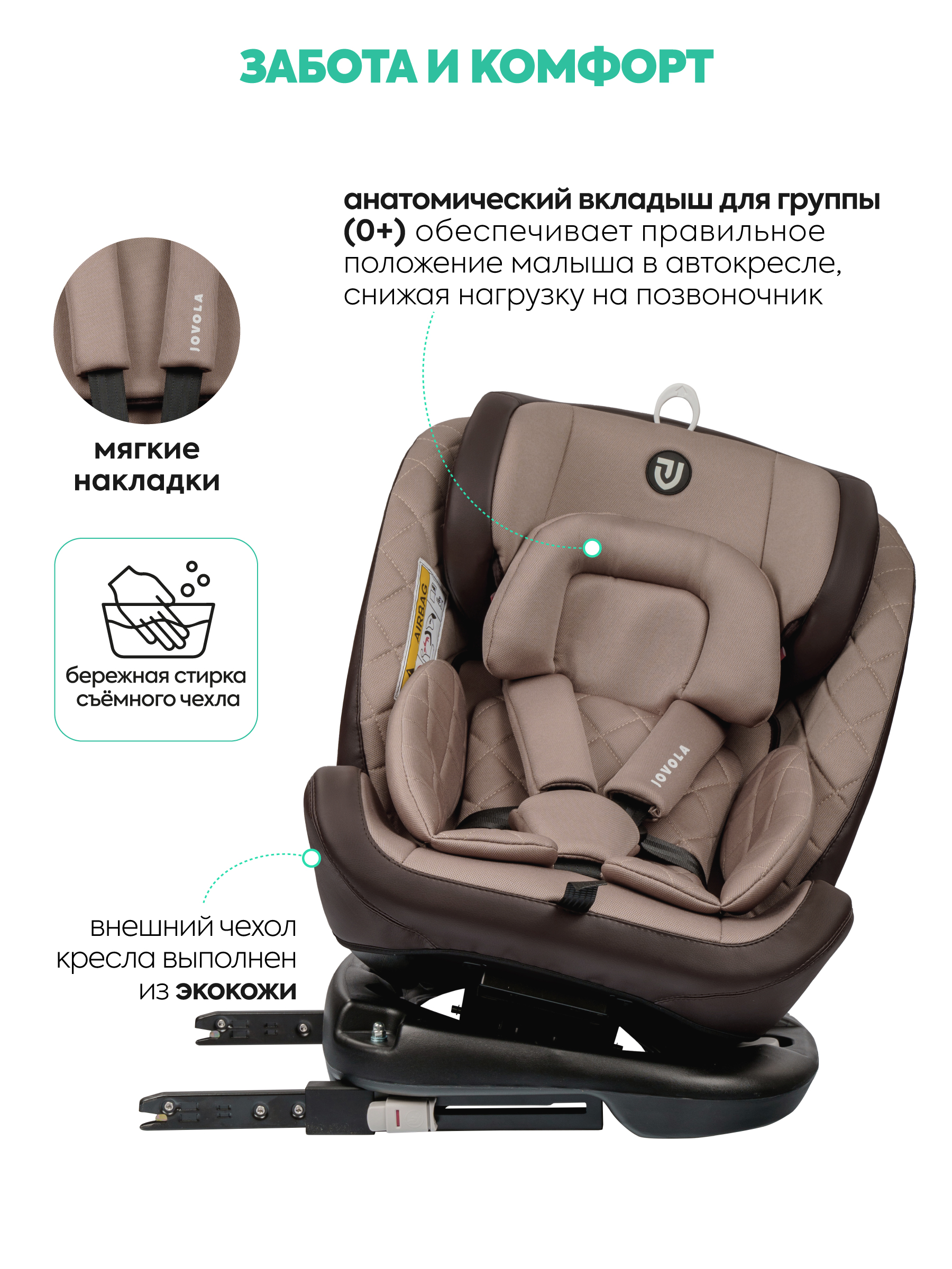 Автокресло Indigo Fuller бежевый-коричневый Isofix 0+/1/2/3 (0-36 кг) - фото 11