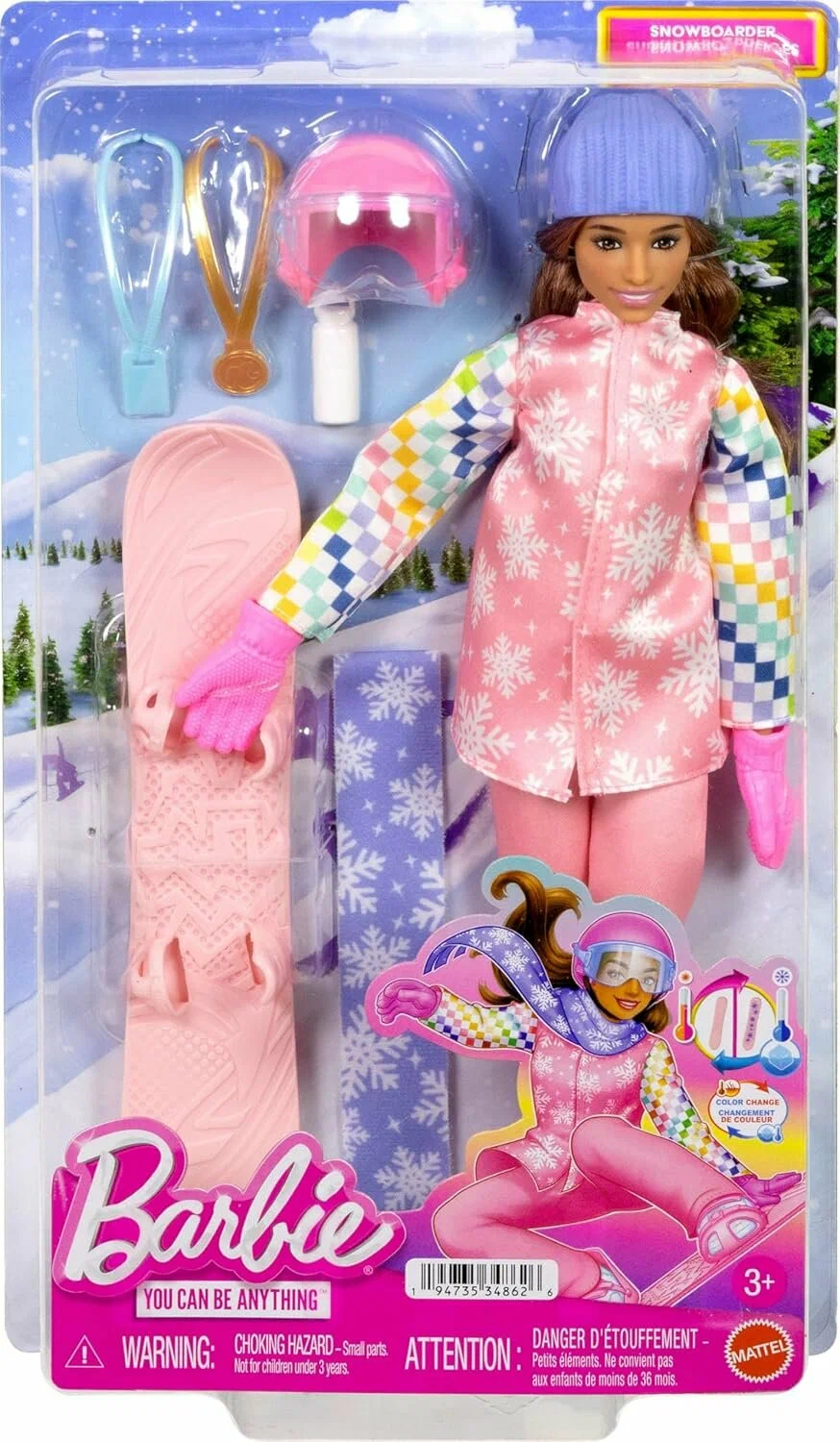 Кукла модельная Barbie Профессии Сноубордистка высота 30 см JKF78 - фото 7