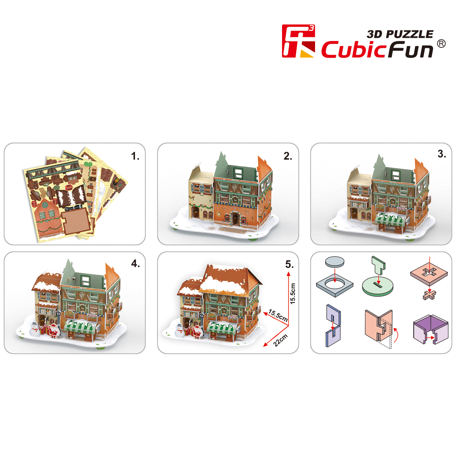 Пазл 3D CubicFun Рождественская лавка LED свет - фото 5
