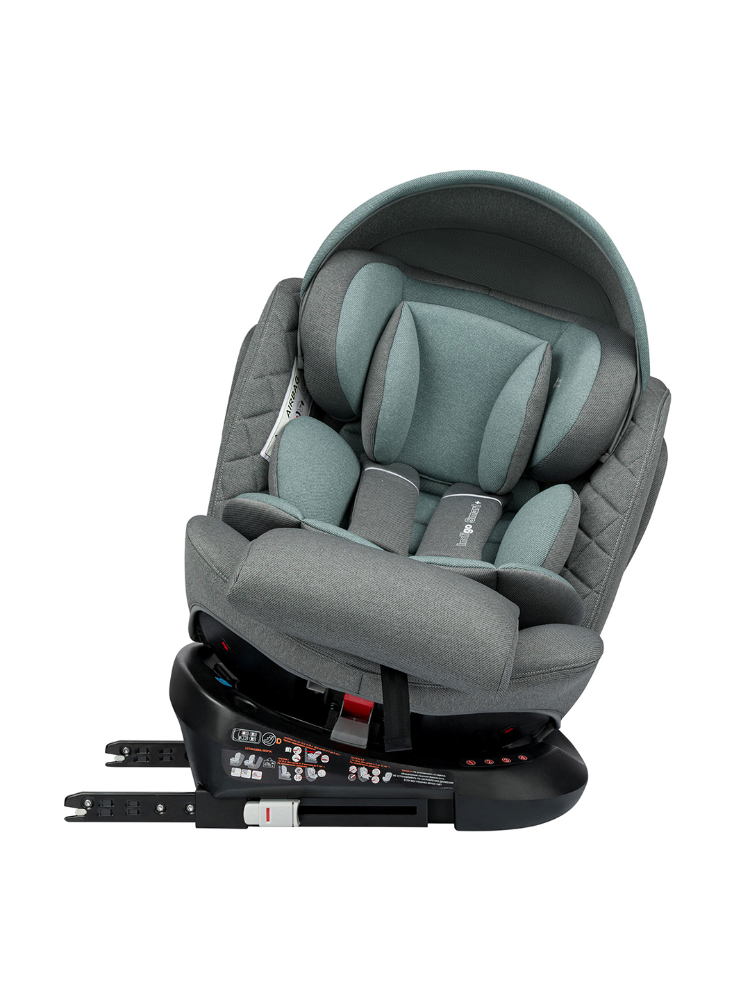 Автокресло Indigo SMART+ серый-зеленый Isofix 0+/1/2/3 (0-36 кг) - фото 7