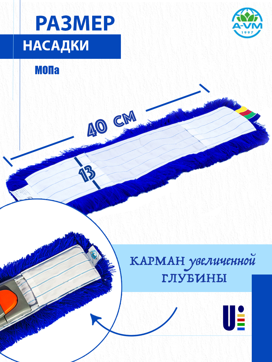 Сменная насадка для швабры A-VM МОП акриловый 40х13 см - фото 2