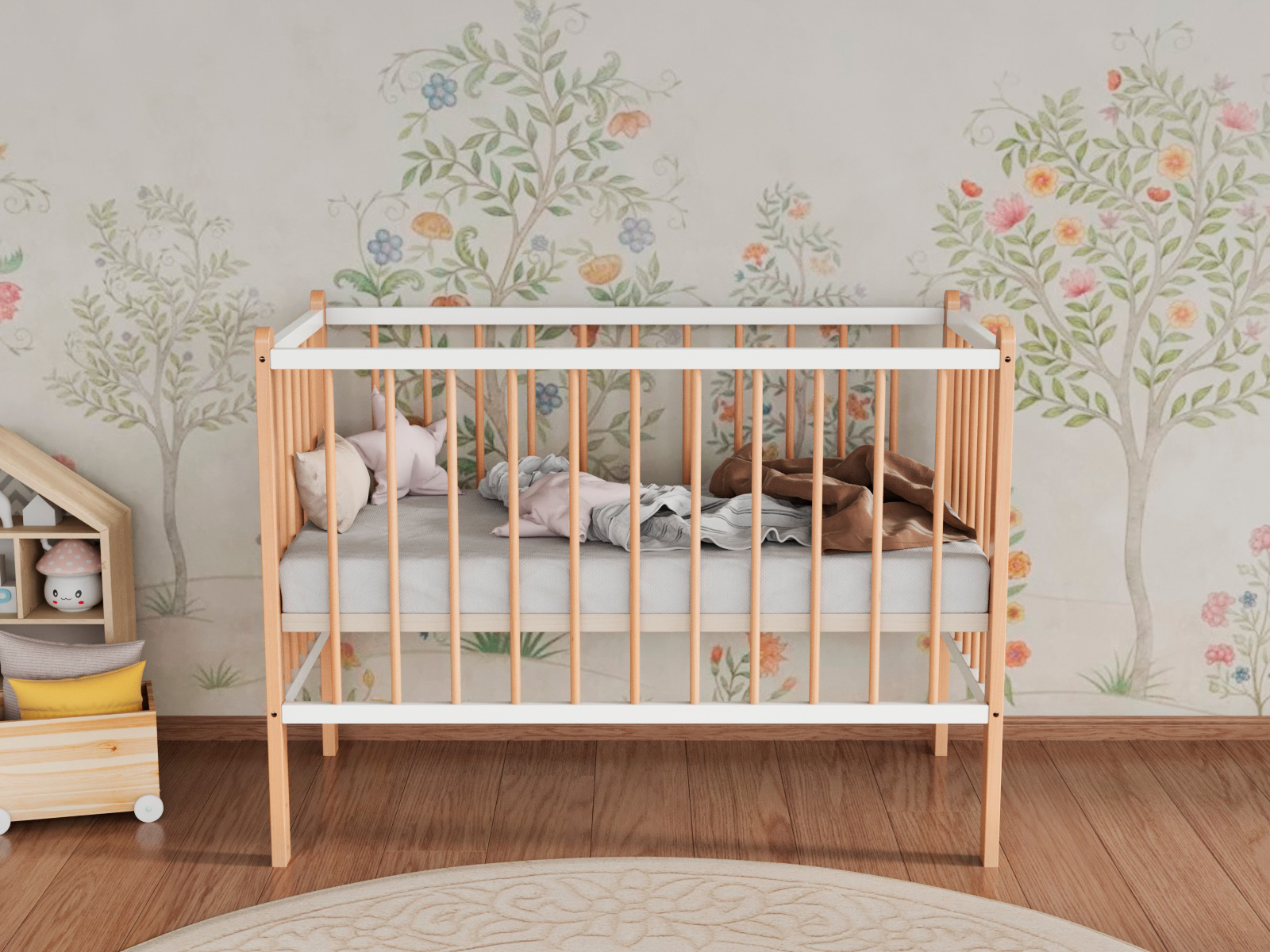 Детская кроватка Incanto Classic, поперечный маятник (белый, бук) - фото 5