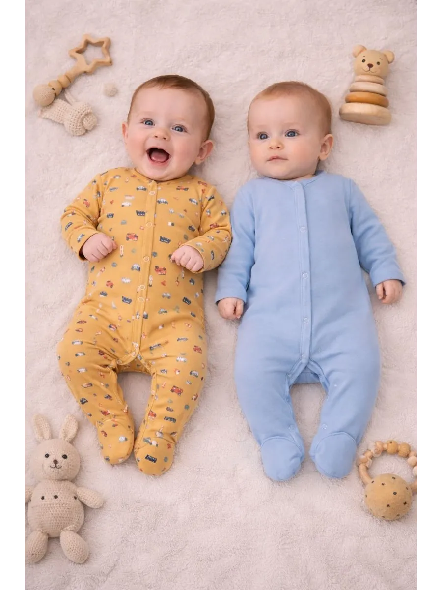 Комбинезон 2 шт Mark Formelle (Марк Формэль) 14005-2/машинки на бисквите +серо -голубой - фото 2