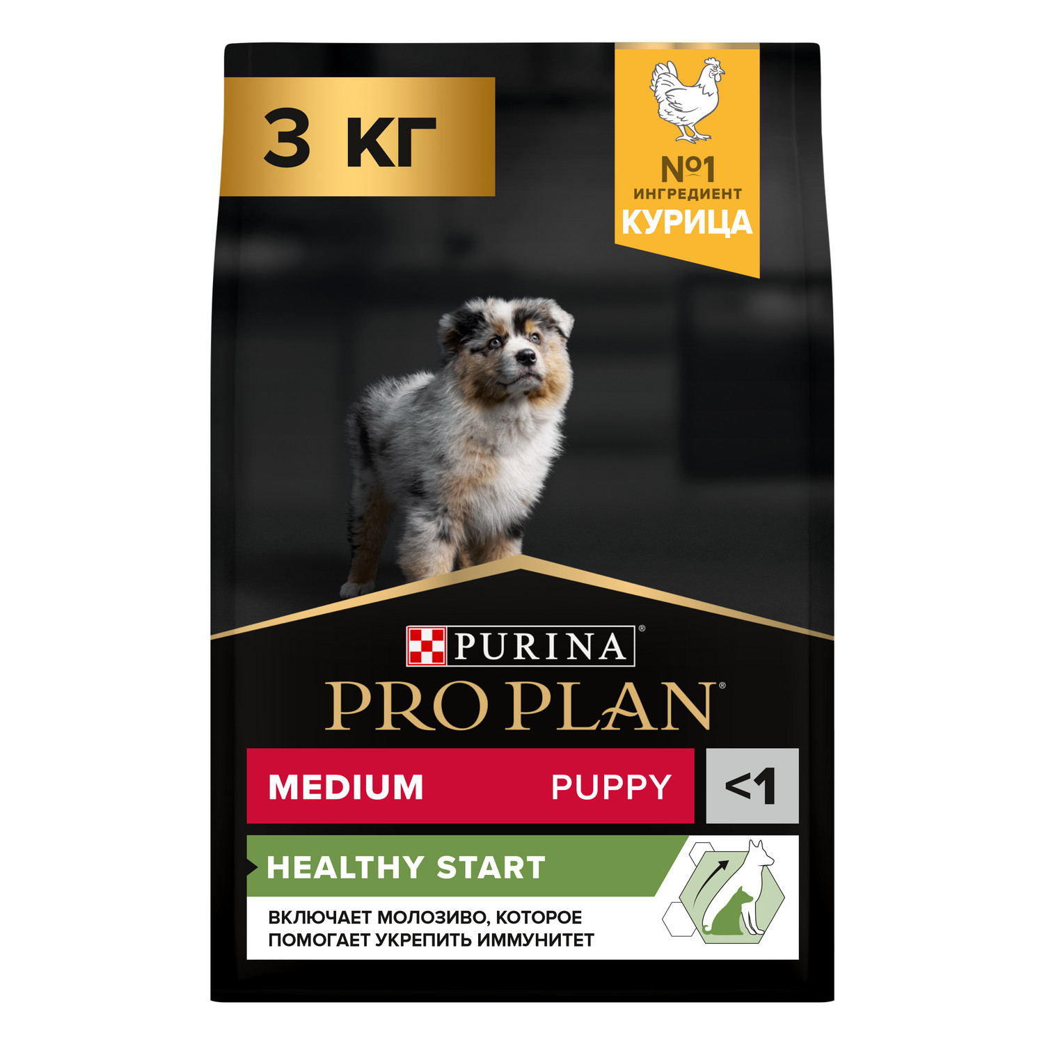 Корм для щенков PRO PLAN средних пород с комплексом Optistar с курицей 3кг - фото 1