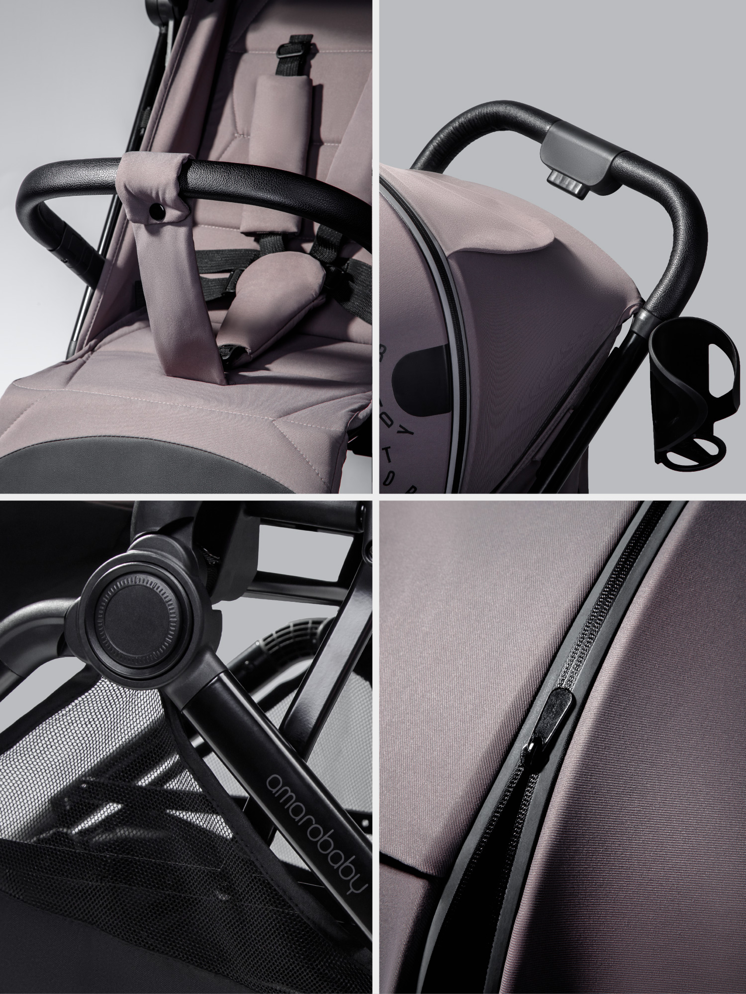 Коляска прогулочная Amarobaby Ride бежевый - фото 17