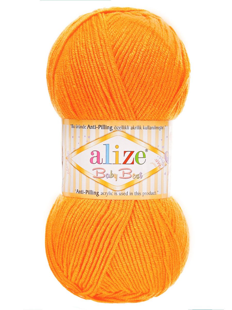 Пряжа для вязания Alize baby best бамбук акрил с эффектом антипиллинг 100 г 240 м 336 оранжевый 5 мотков - фото 4