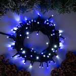 Гирлянда Luazon «Нить» 10 м IP44 тёмная нить 100 Led свечение бело-синее мигание 220 В