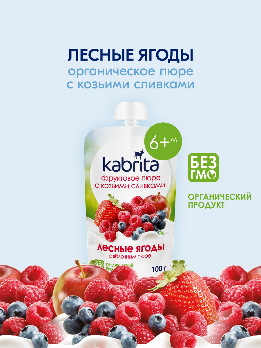 Пюре Kabrita Лесная ягода с козьими сливками с 6 мес 100 г - фото 1