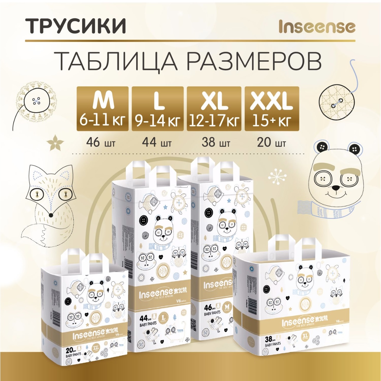 Трусики INSEENSE L (9-14 кг) 44 шт. - фото 5