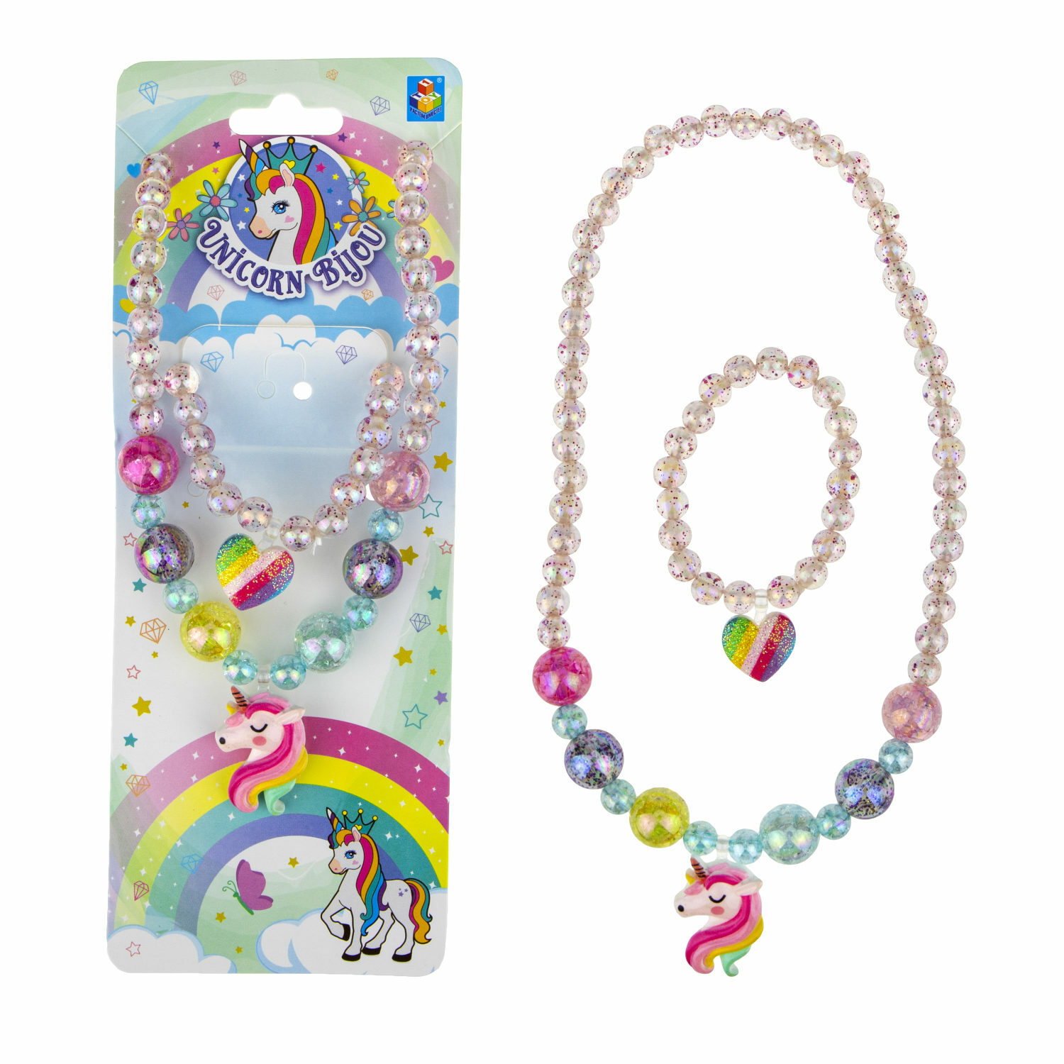 Набор украшений 1TOY Unicorn Bijou 2 предмета браслет Сердечко и колье Единорог Т19145 - фото 1