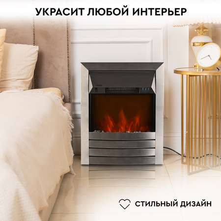Электрокамин Planta PFP-FS600 отдельностоящий встраиваемый цвет-серебро