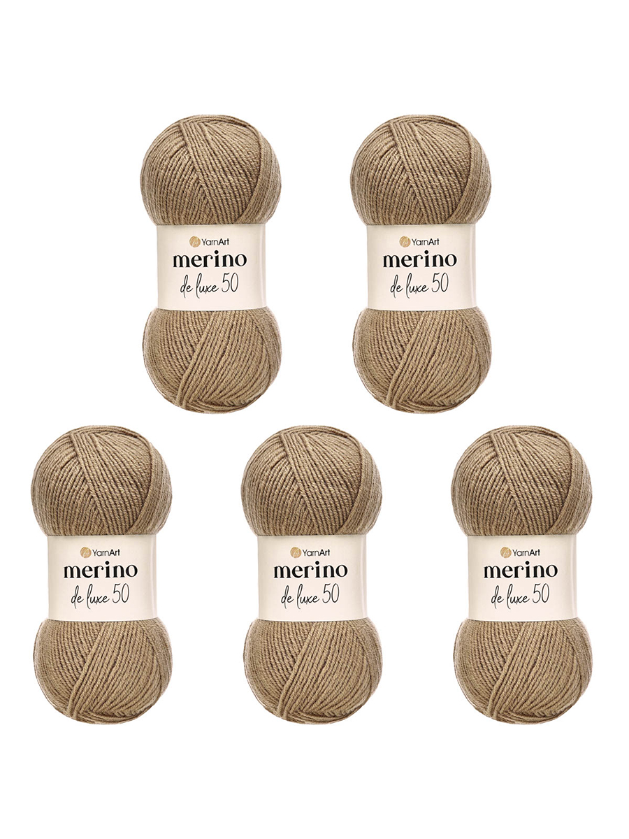 Пряжа YarnArt Merino de Lux полушерстяная 100 г 280 м 218 бежевый 5 мотков - фото 5