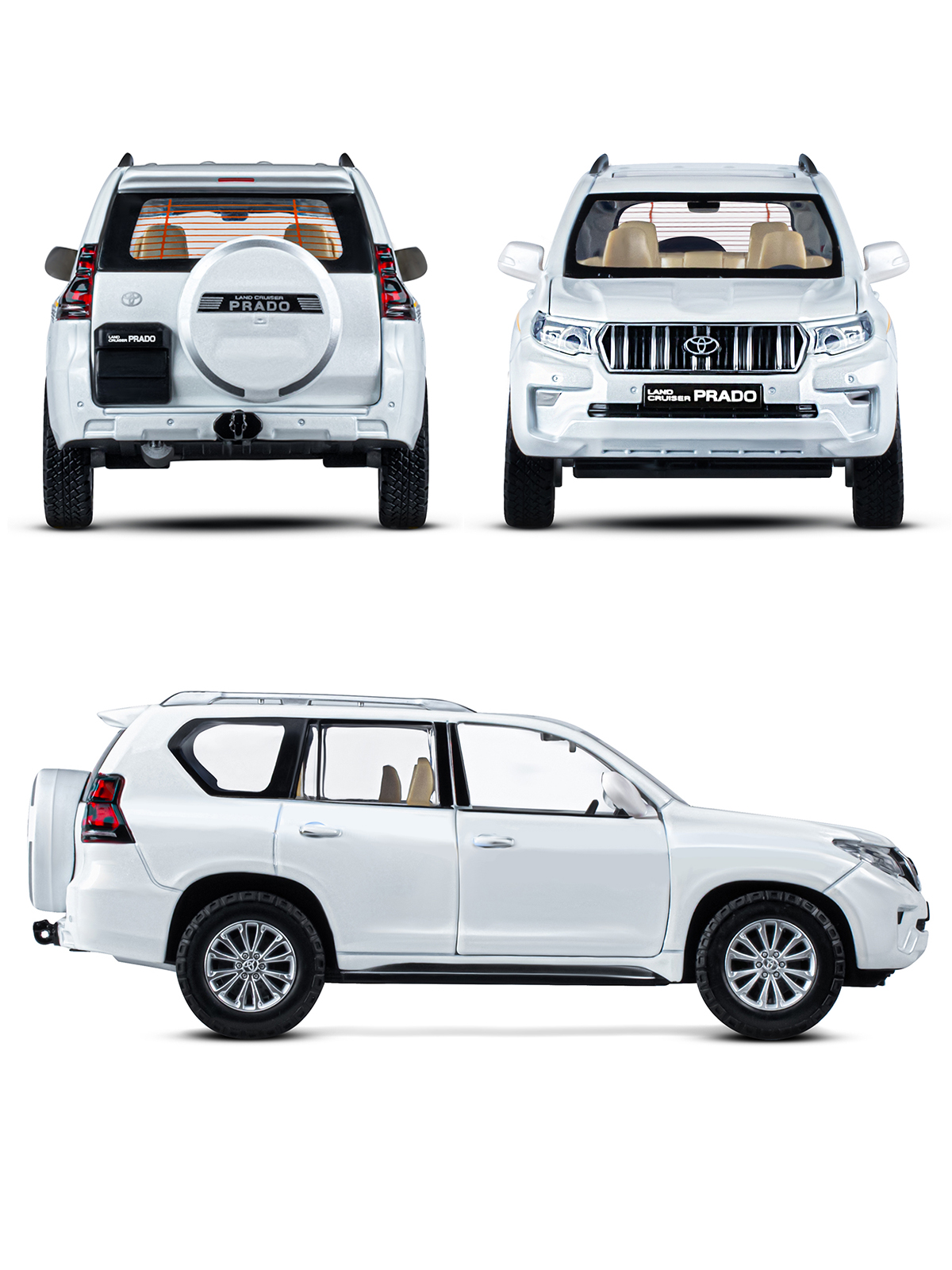 Внедорожник АВТОпанорама Toyota Land Cruiser Prado 1:24 белый JB1251506 - фото 7