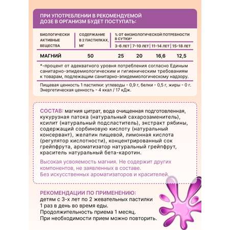 Магний для детей POLZABOOM 60 пастилок