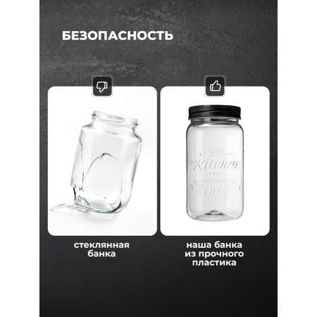 Набор банок Phibo с эмбоссингом 1,4л, черный