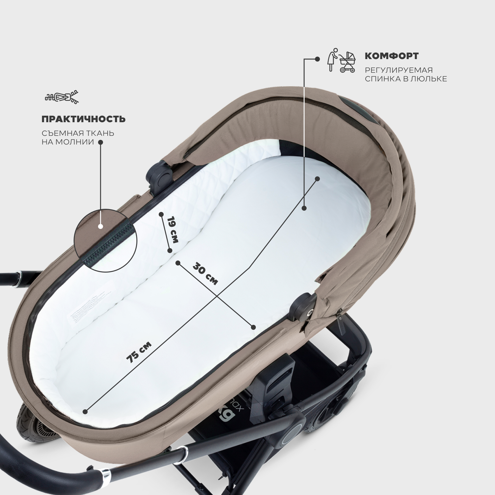 Коляска 3в1 MOWbaby Zoom new 3в1, milky бежевый - фото 4
