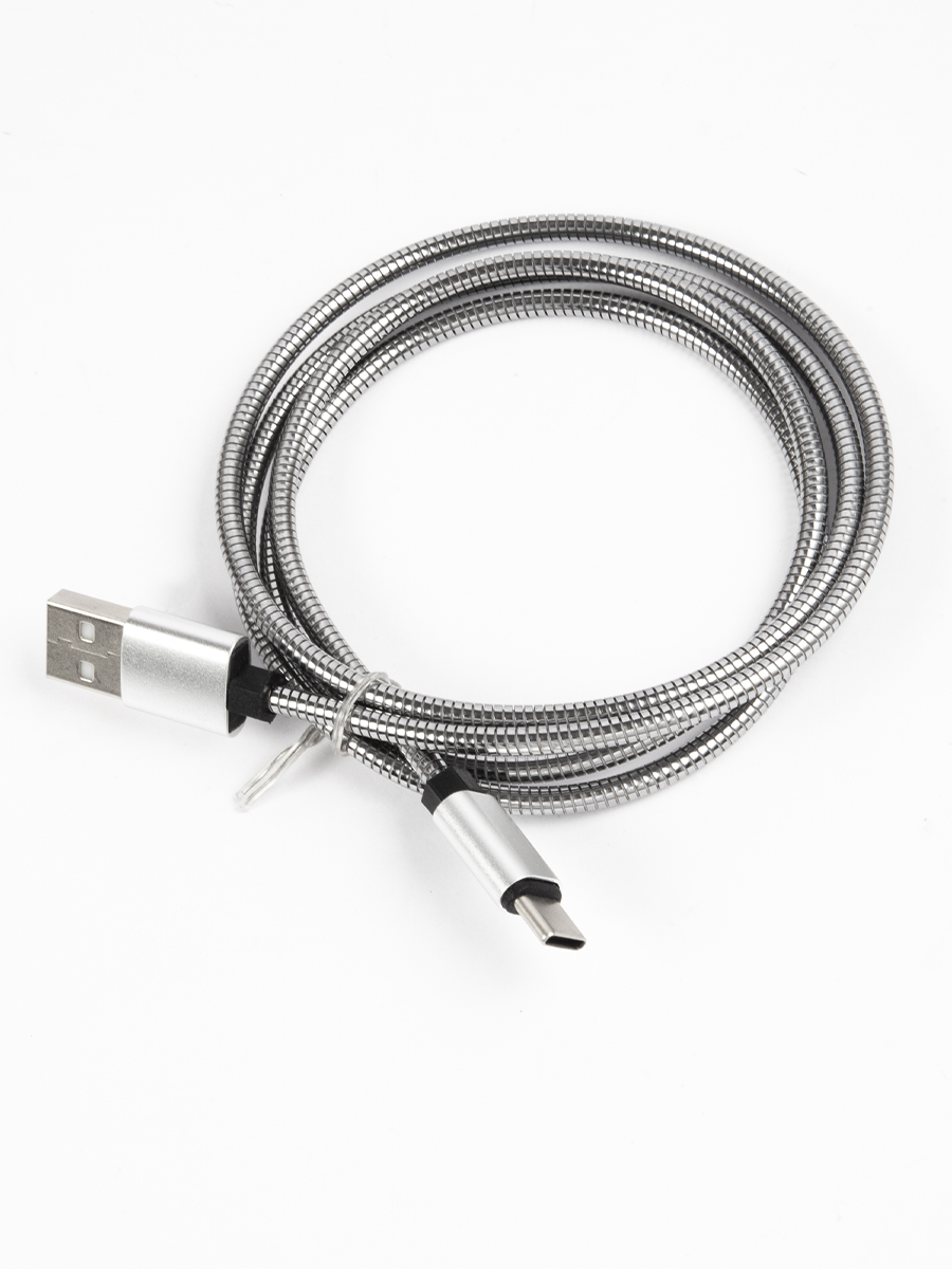 Дата-Кабель RedLine S7 USB – Type-C металлическая обмотка серебристый - фото 1