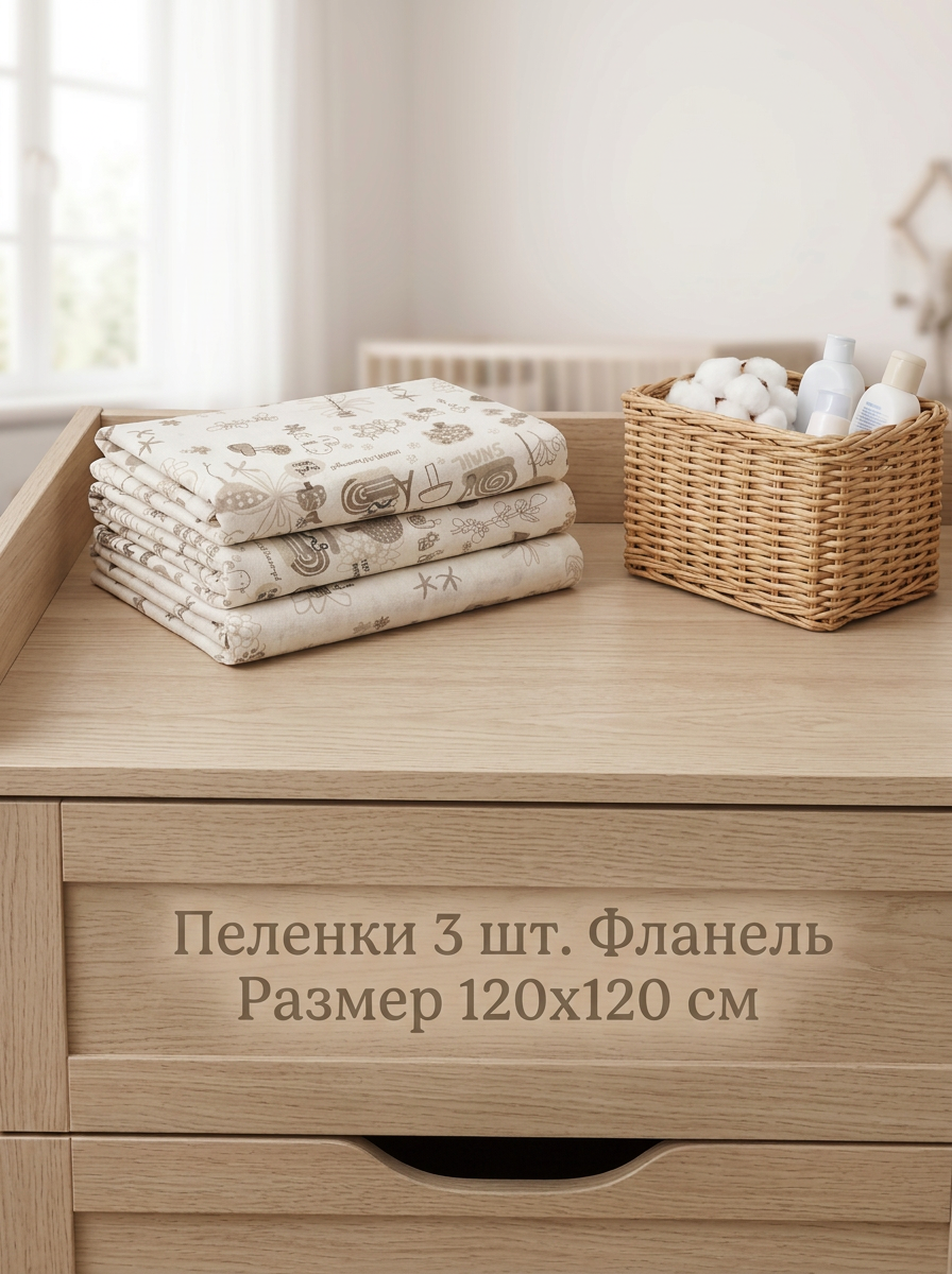 Пелёнка Daisy Улитки фланель 120х120 см 3 шт. - фото 6