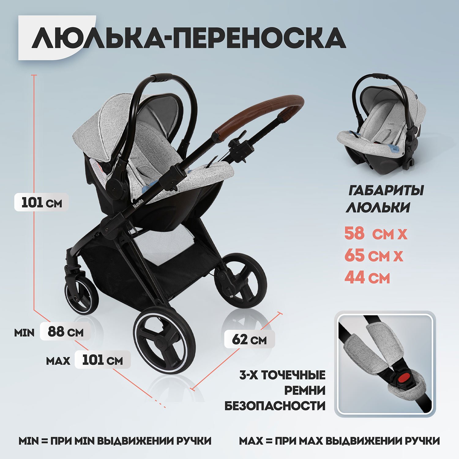 Коляска 3в1 Nuovita Edel 3в1 - фото 13