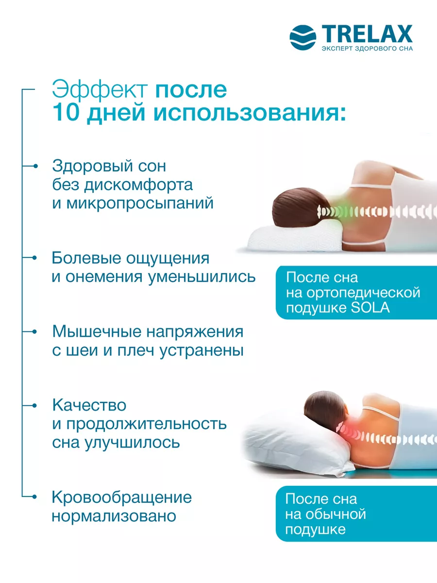 Подушка ортопедическая TRELAX Sola П30 S - фото 4
