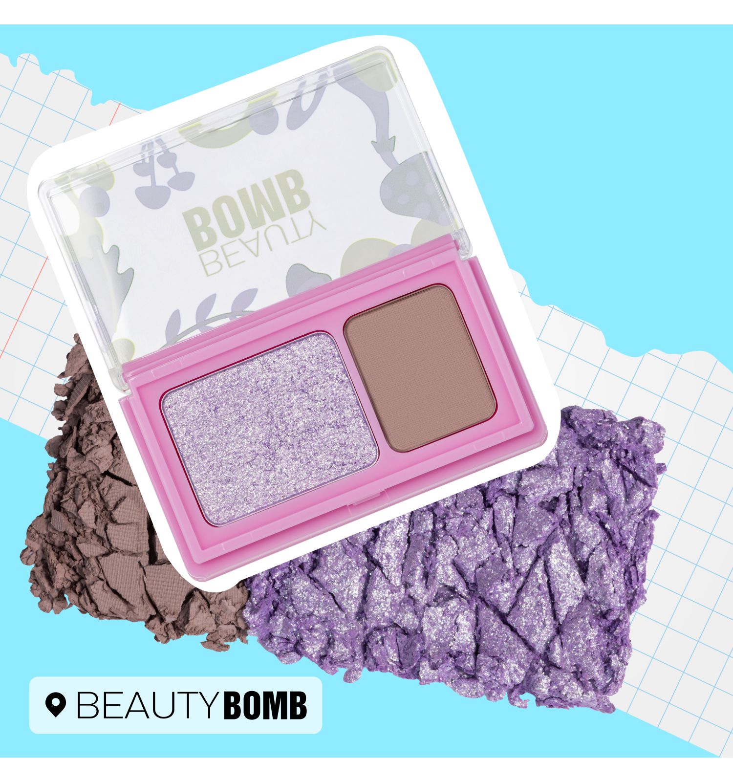 Палетка теней для век Beauty Bomb Double Eyeshadow Palette двойная 04 матовые и сияющие оттенки 3.4г - фото 7
