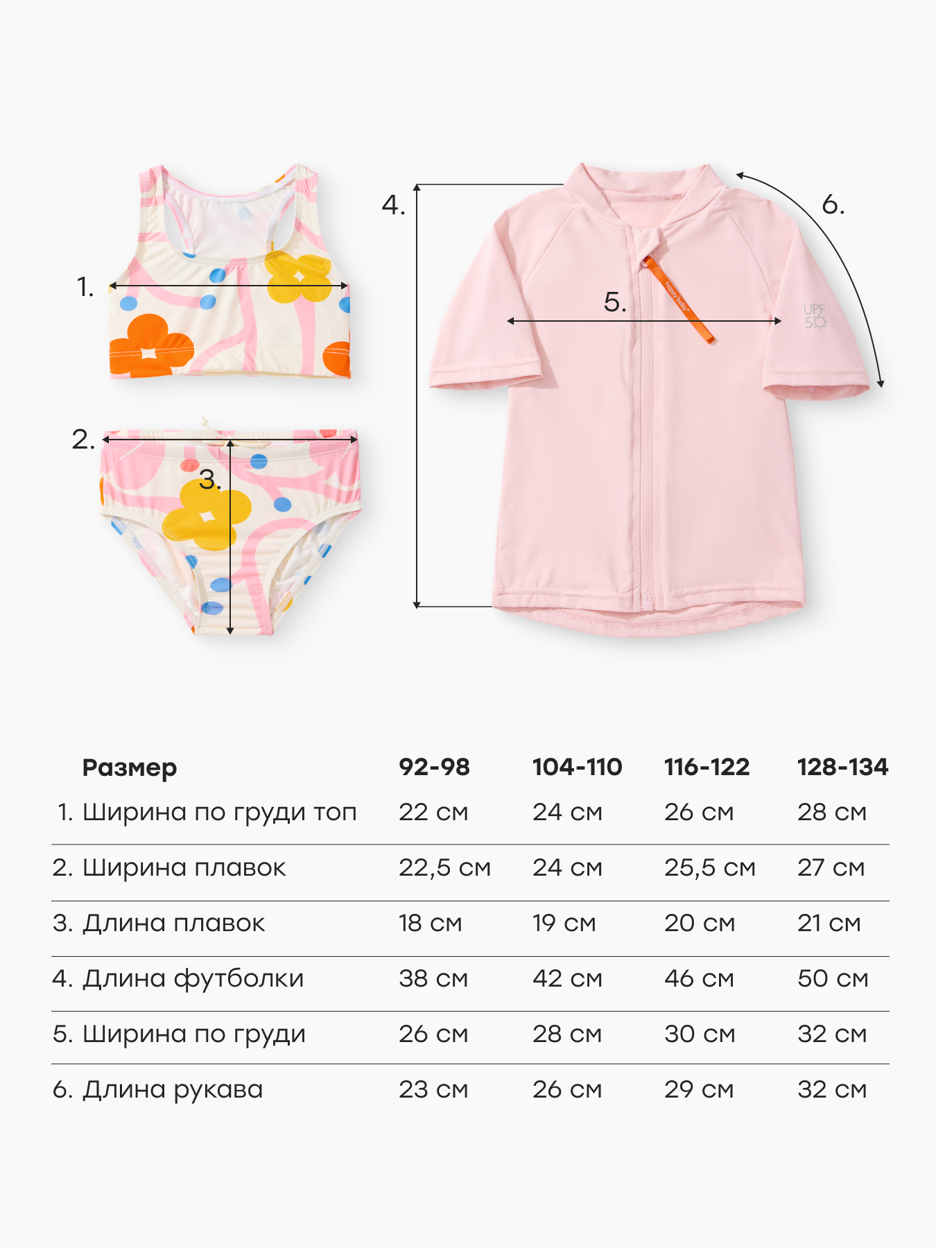 Комплект купальный Happy Baby 50707-1_milky-sweety-garden - фото 5