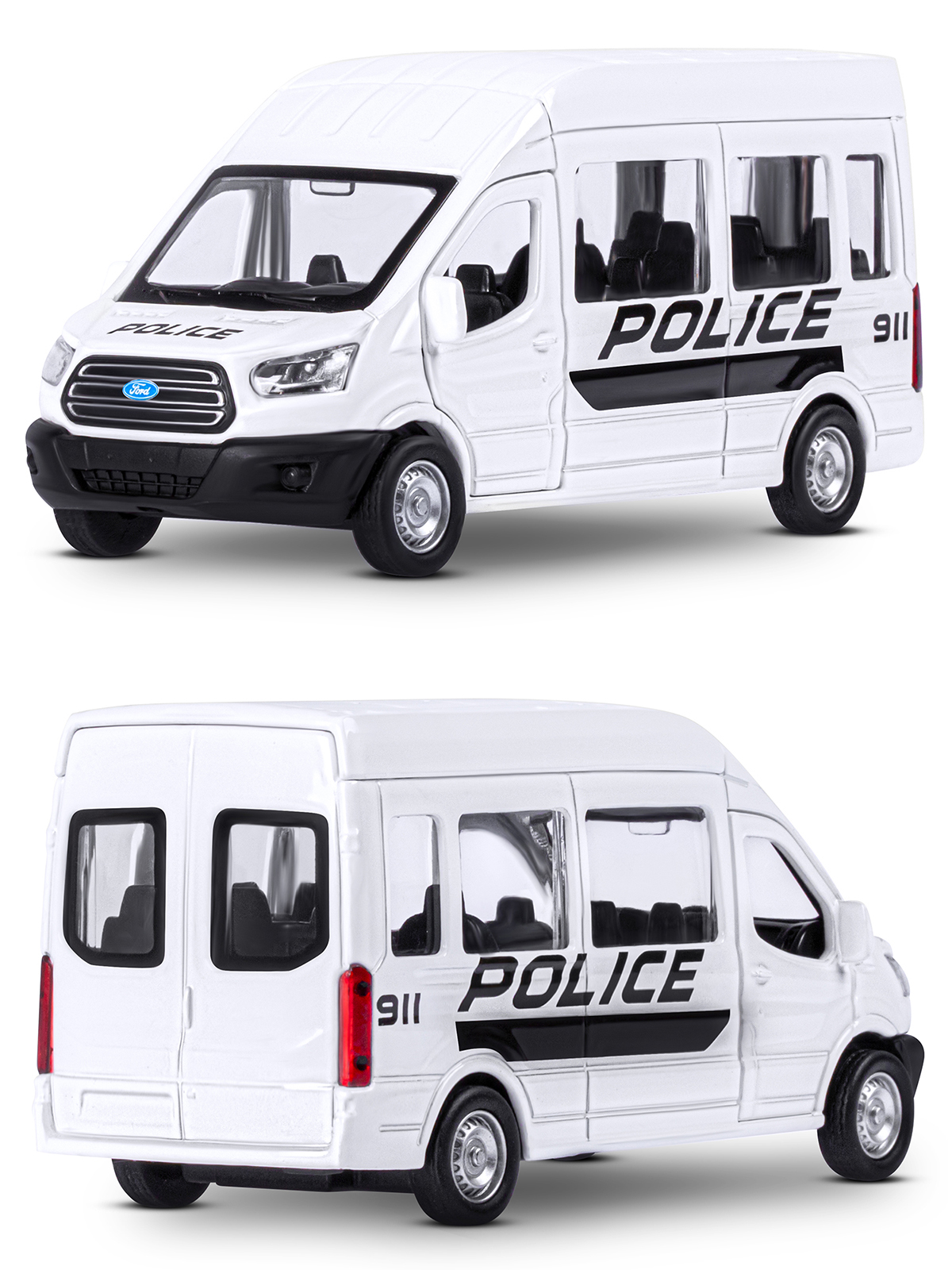 Полицейская машина АВТОпанорама Ford Transit 1:52 Полиция JB1251633 - фото 9