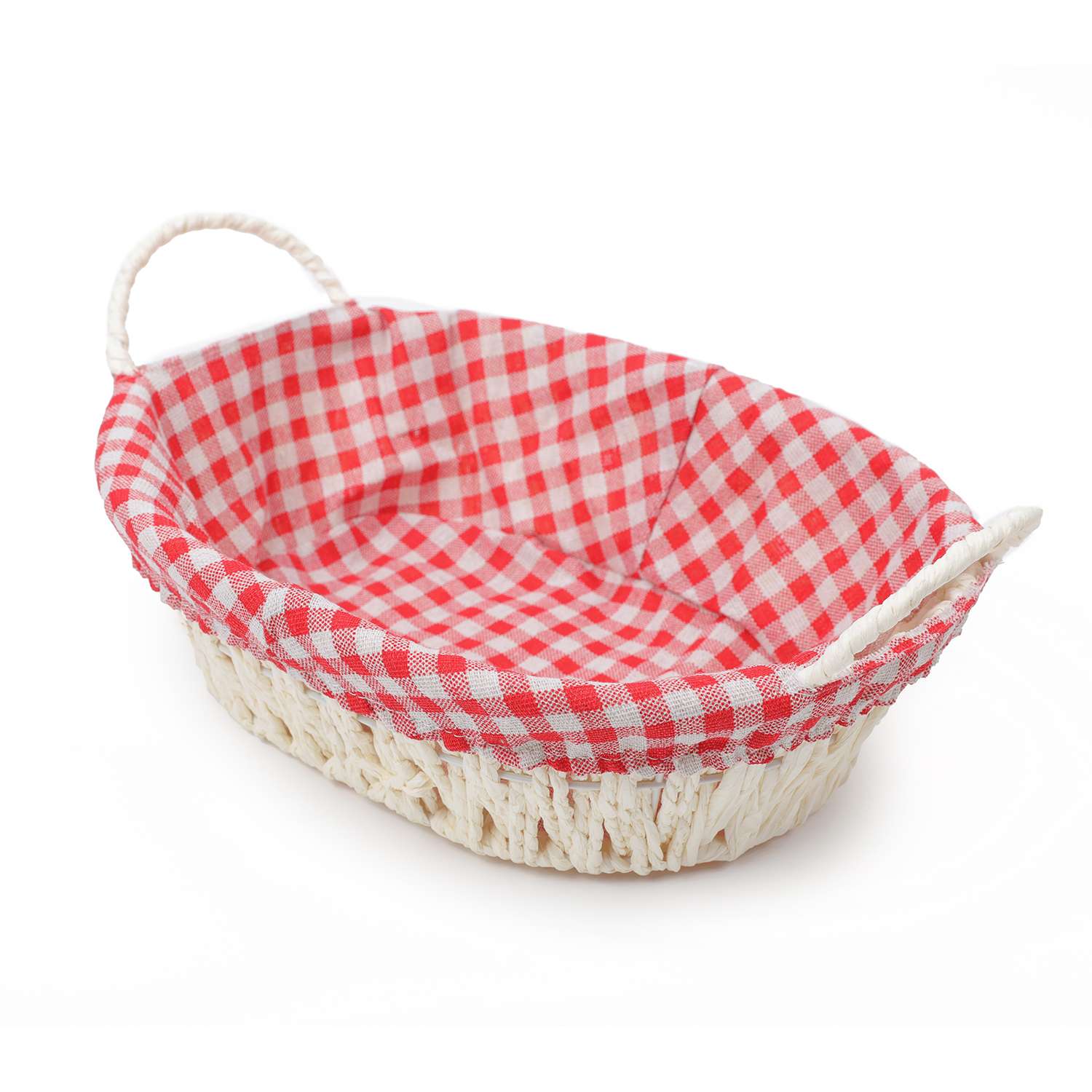 Корзинка плетеная ё красно-белая - фото 2