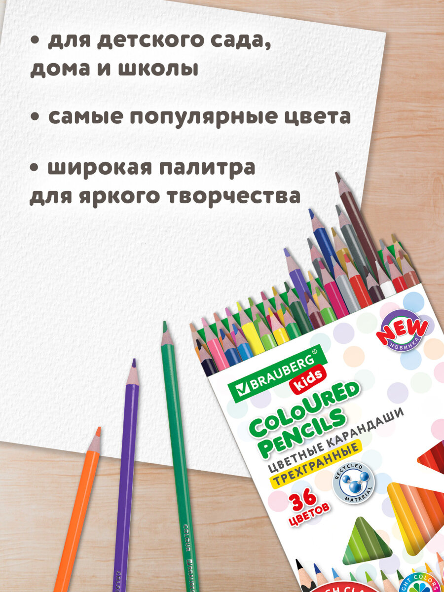 Карандаши цветные Brauberg 36 шт. - фото 6