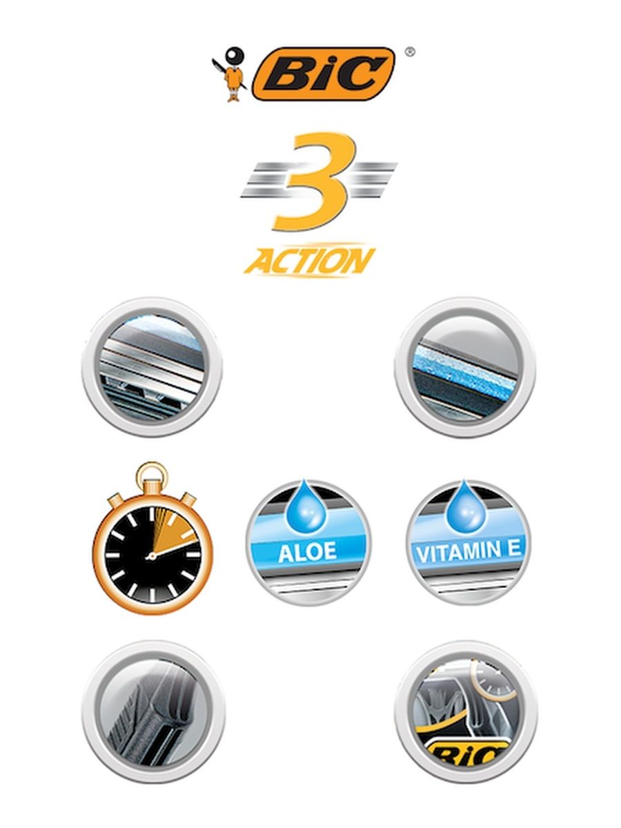Набор бритв BIC одноразовых 3 Action 8 шт - фото 10