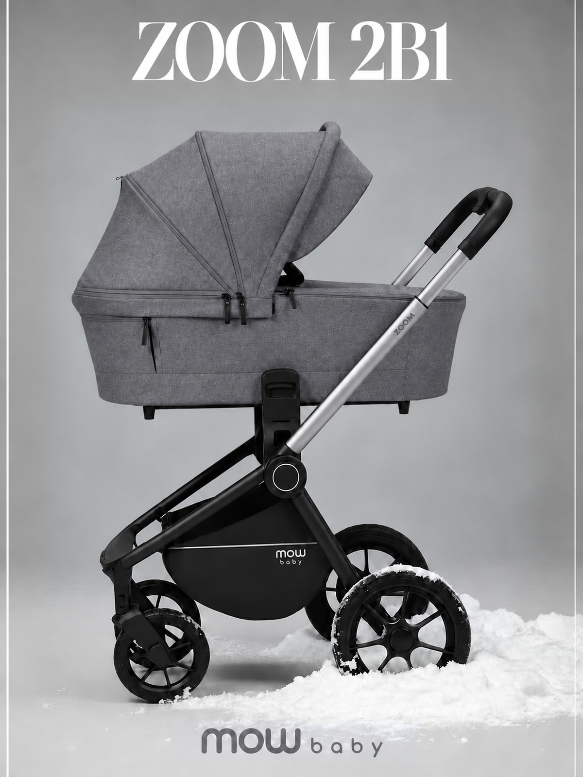 Коляска 2в1 MOWbaby Zoom silver grey серый - фото 1