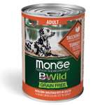 Корм для собак MONGE BWild Grain free из индейки с тыквой и кабачками консервированный 400г
