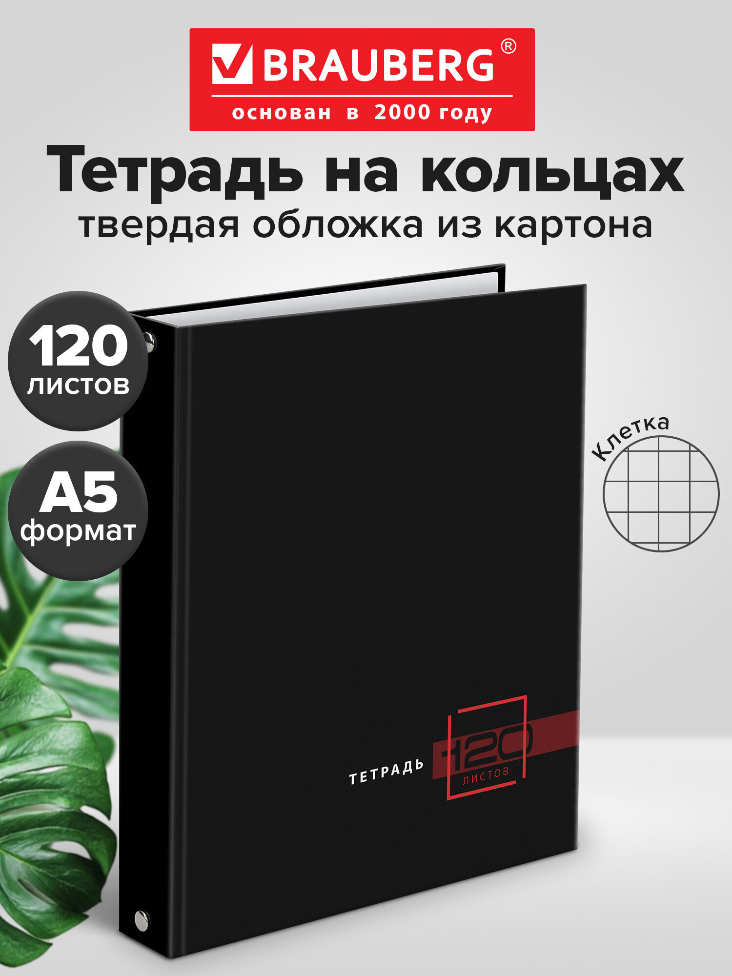 Тетрадь со сменным блоком Brauberg клетка 120 лист. - фото 1