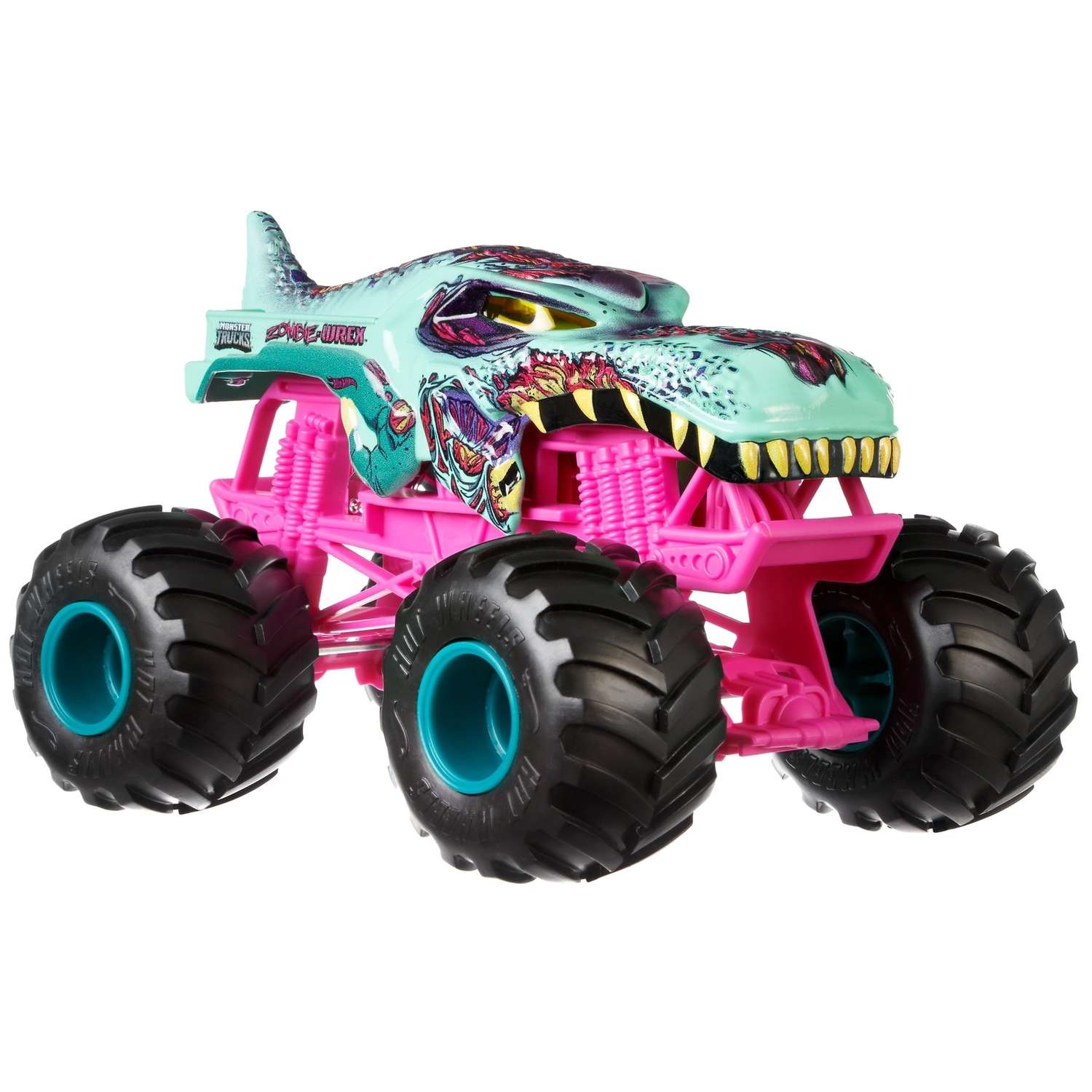 Автомобиль Hot Wheels Monster Tracks Зомби Рекс 1:24 FYJ83 - фото 1