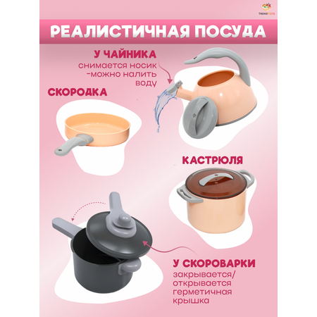 Игрушка TrendToys чайник, посуда, продукты 42 предм.