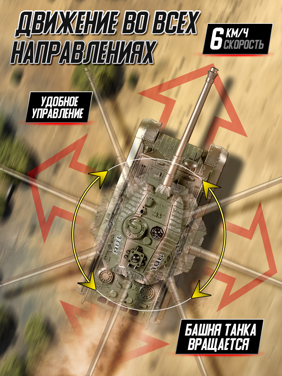 Танк РУ Mioshi Осада Башни, танк 36 см, башня 13 см, индикатор жизни, поворот башни, свет, звук - фото 3