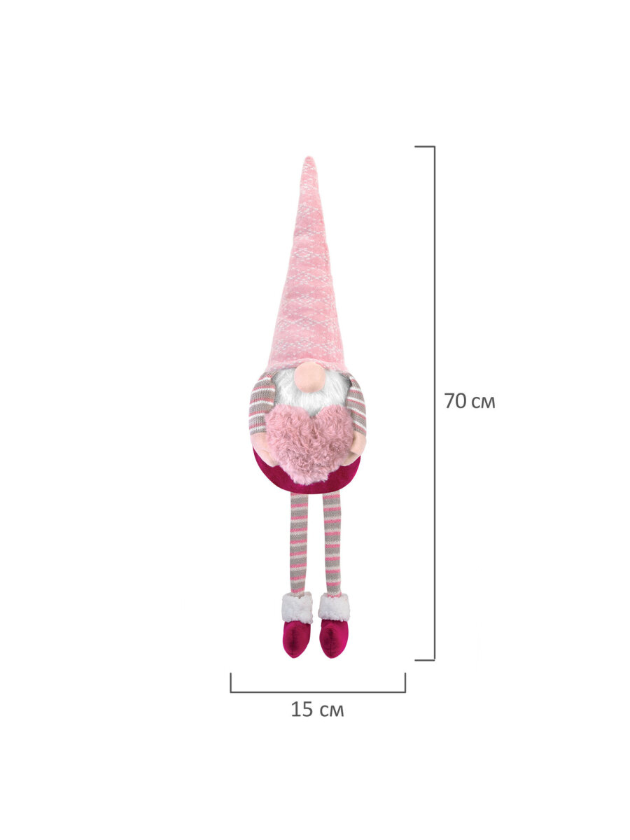 Украшение новогоднее Золотая сказка Гном с сердечком на стол - фото 11