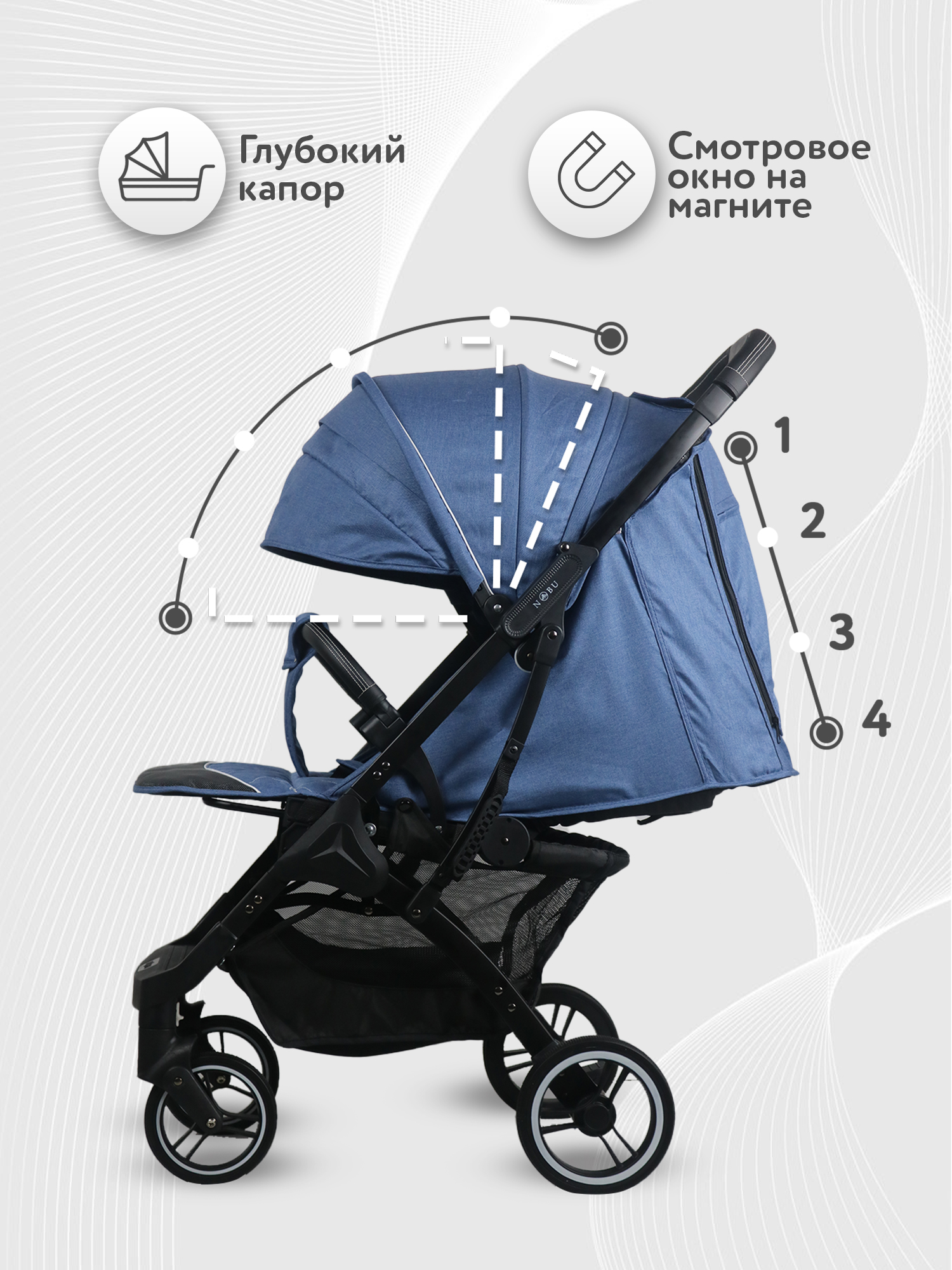 Коляска прогулочная Nobumi Sigma синий - фото 5