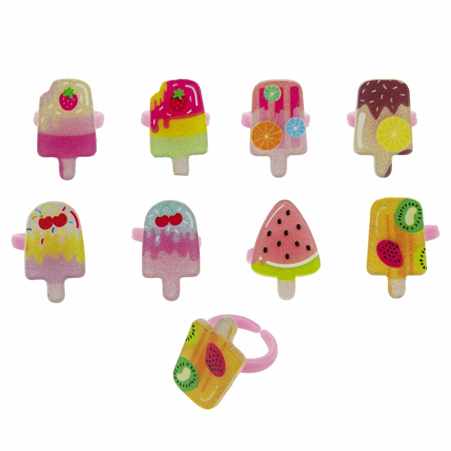 Набор бижутерии 1TOY Sweet heart Bijou 8 колец мороженки Т21036-2 - фото 2