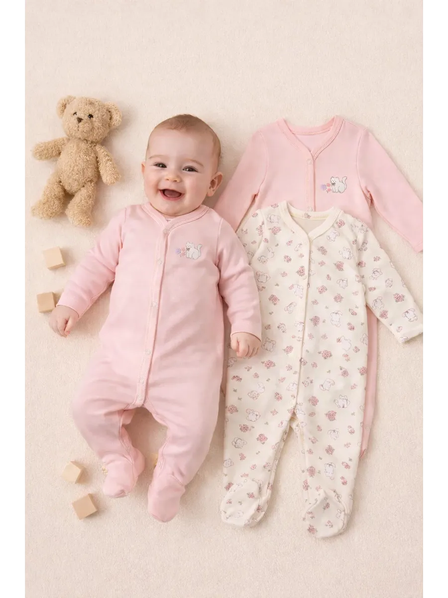 Комбинезон 2 шт Mark Formelle (Марк Формэль) 14005-2/котики с цветами на молочном +розовый - фото 2