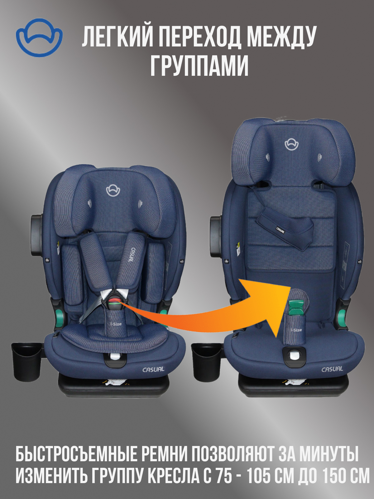 Автокресло Casual Goldfix Plus Isofix 1/2/3 (9-36 кг) серый - фото 4
