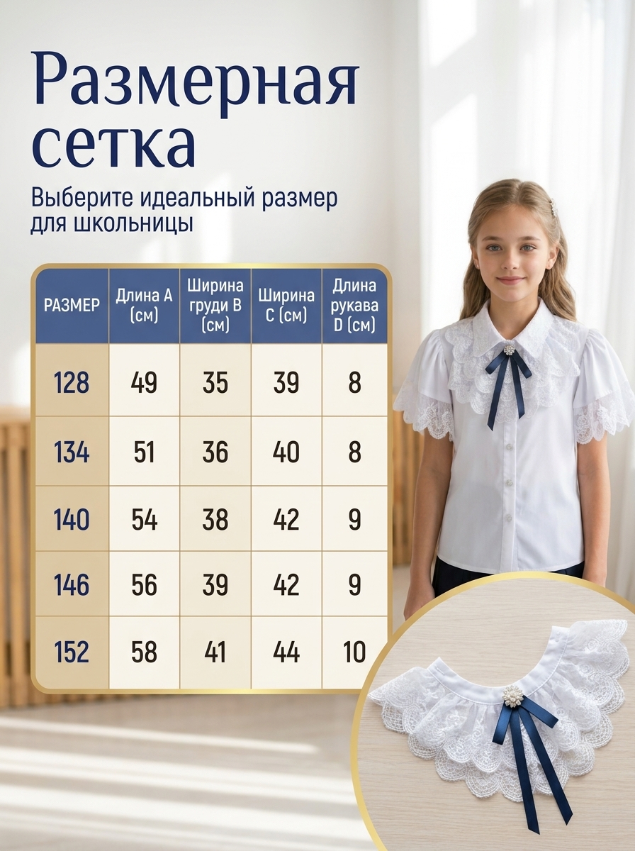 Блузка iUkoworld Блузка для девочки школьная с коротким рукавом - фото 13