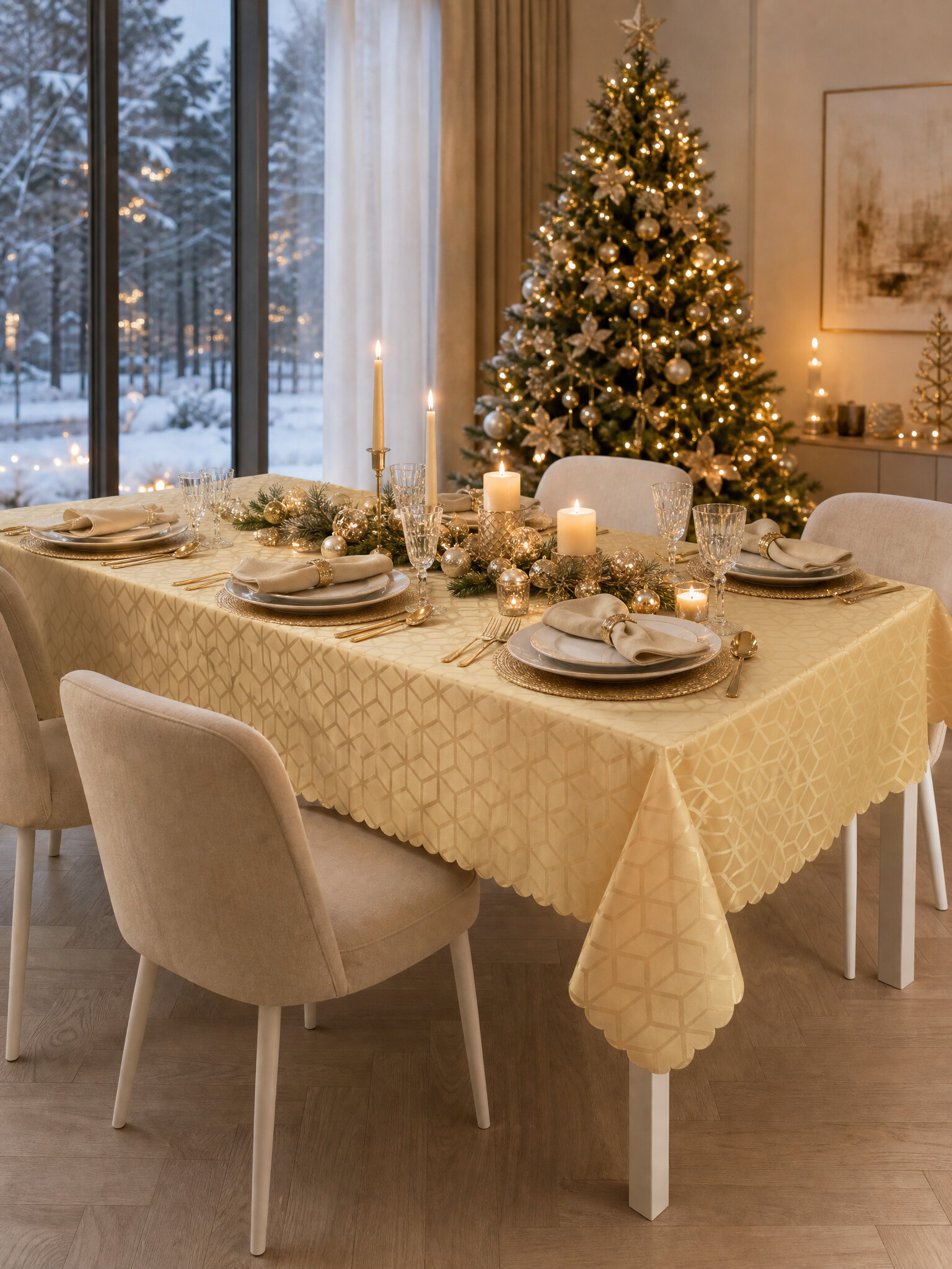 Скатерть Wellness Уцуми сатен 150 x 300 см - фото 1