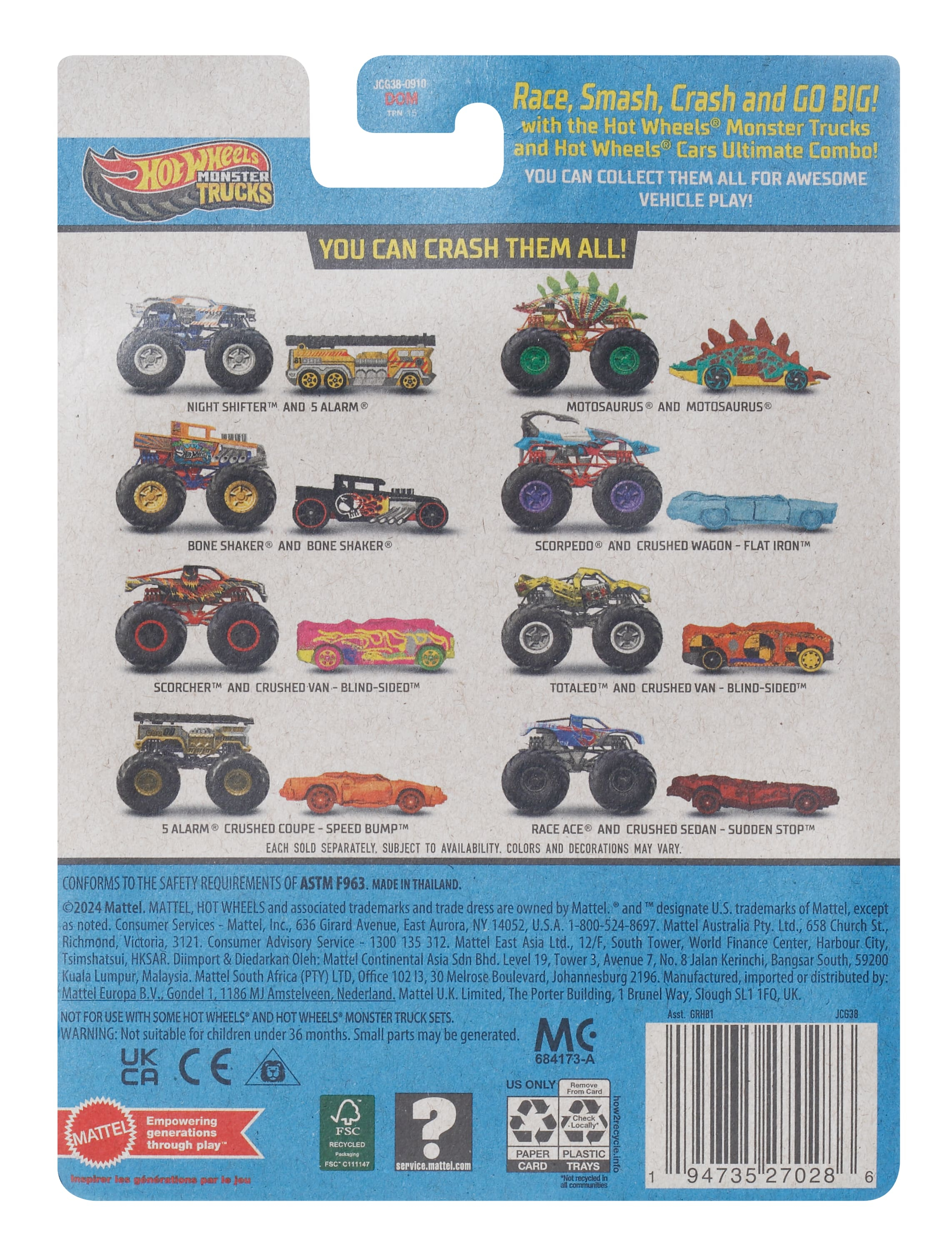 Монстр-трак Hot Wheels Scorpedo 1:64 GRH81/JCG38 - фото 5