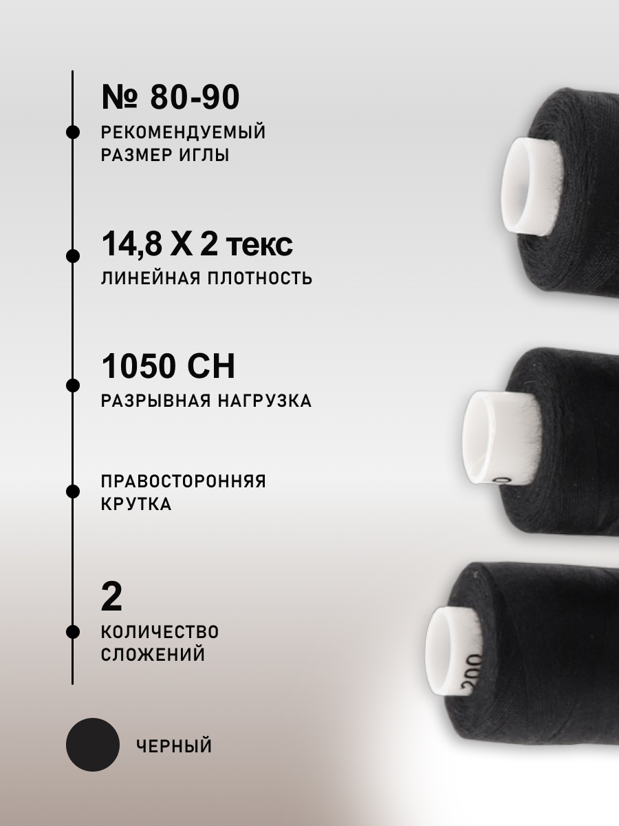 Нитки для шитья 40/2 Bestex 365м 5шт. - фото 2