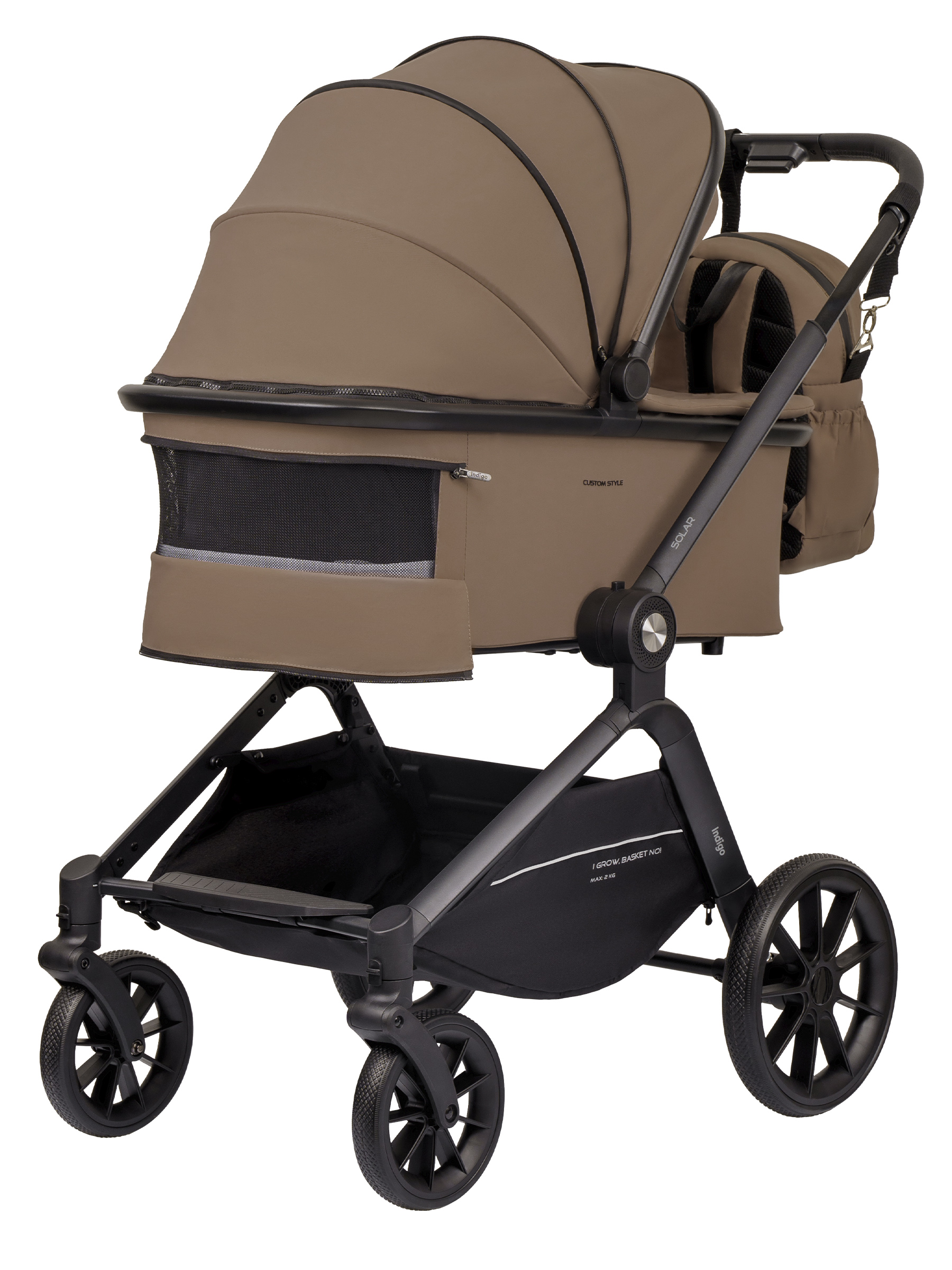 Коляска 3в1 Indigo Solar темно-бежевый - фото 4