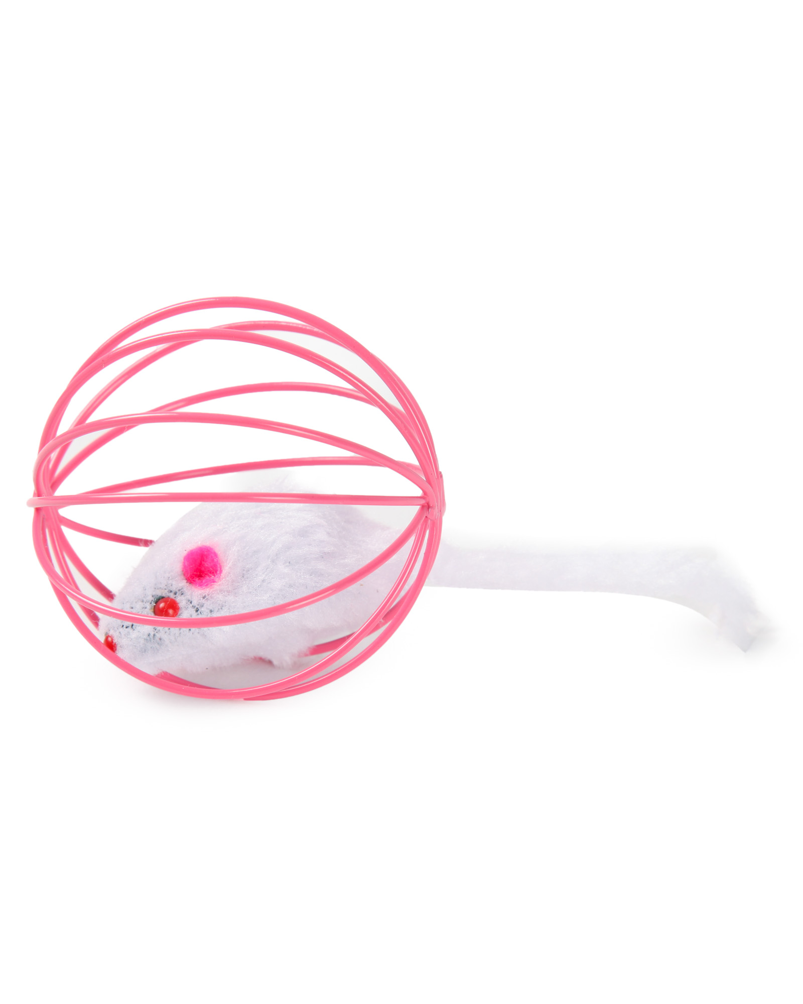Игрушка для кошек Barbaks Мышь в шаре розовая сетка с кошачьей мятой 6см - фото 2