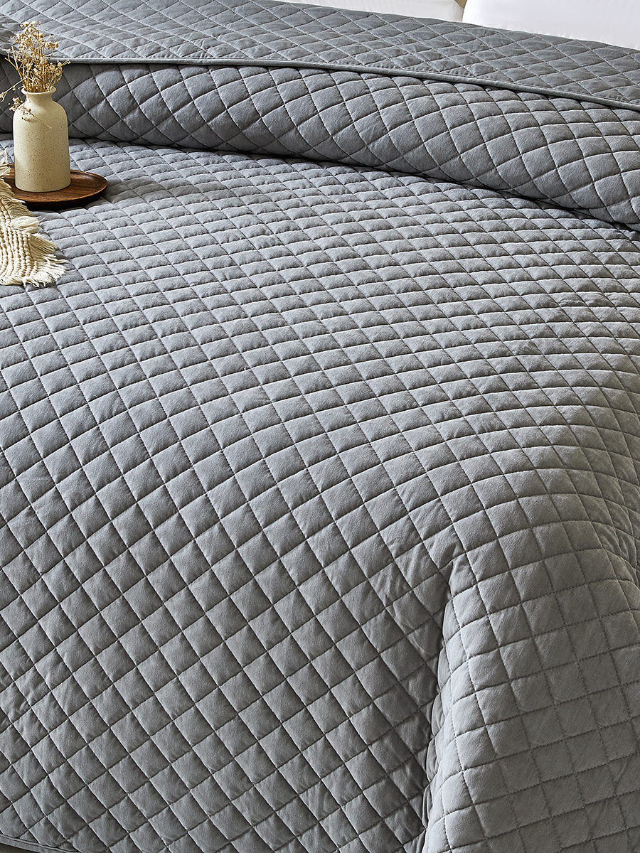 Покрывало Theodora вельвет серый 180 x 220 см - фото 4