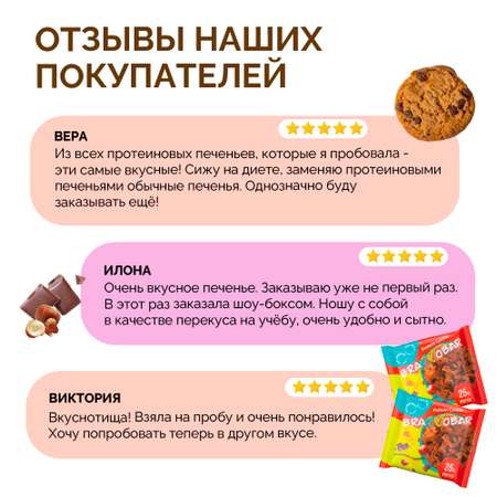 Печенье протеиновое BRAVVOBAR шоколадно-ореховый вкус 12 x 40 г