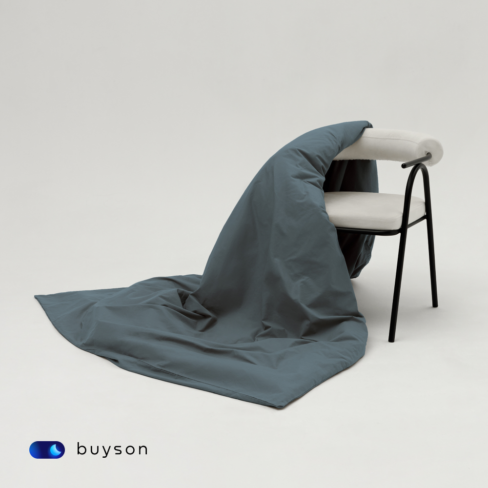 Пододеяльник buyson BuyDream 200х220 см, хлопок (поплин), серо-голубой - фото 5
